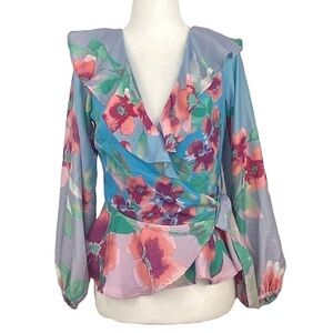 𝅺ADELYN‎ RAE MAISY, NEW WITH TAGS, FLORAL WRAP BLOUSE